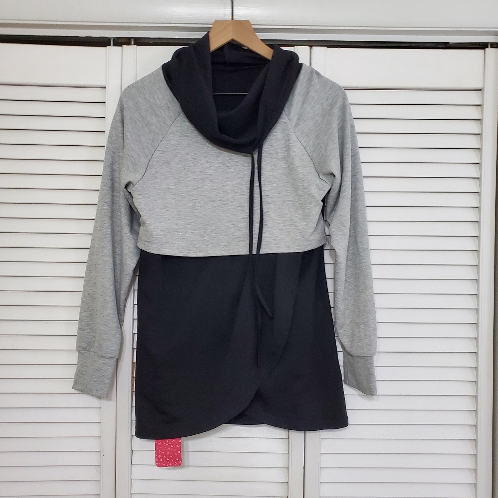 PatPat Nursing/Maternity Hoodie Cowl Neck Pullover, Size Small